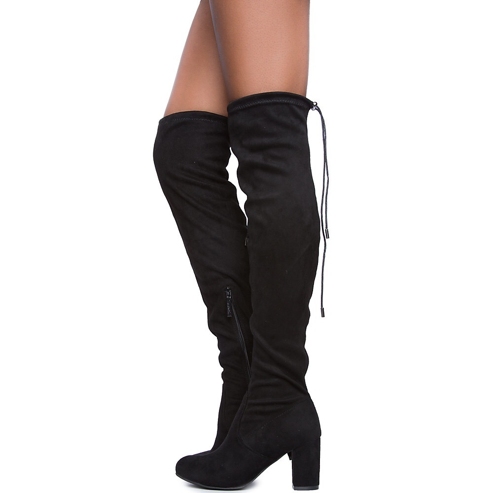 Black Suede Over The Knee Boots